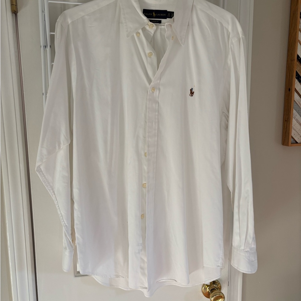 Ralph Lauren White Dress Shirt Crisp Long-Sleeved Elegance